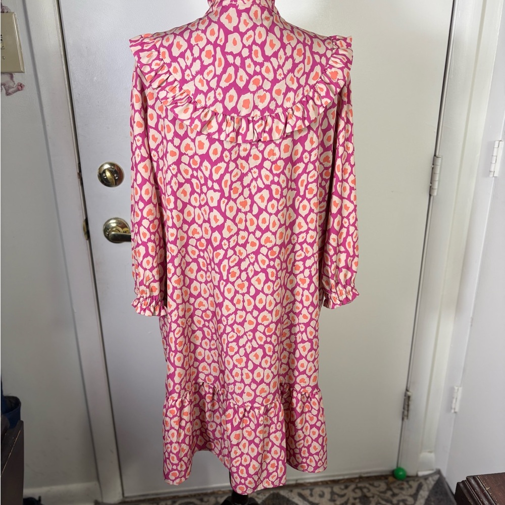 Michelle McDowell Women’s Sz L Printed Ruffle Collar Morgan Shift Dress pockets - Picture 4 of 8